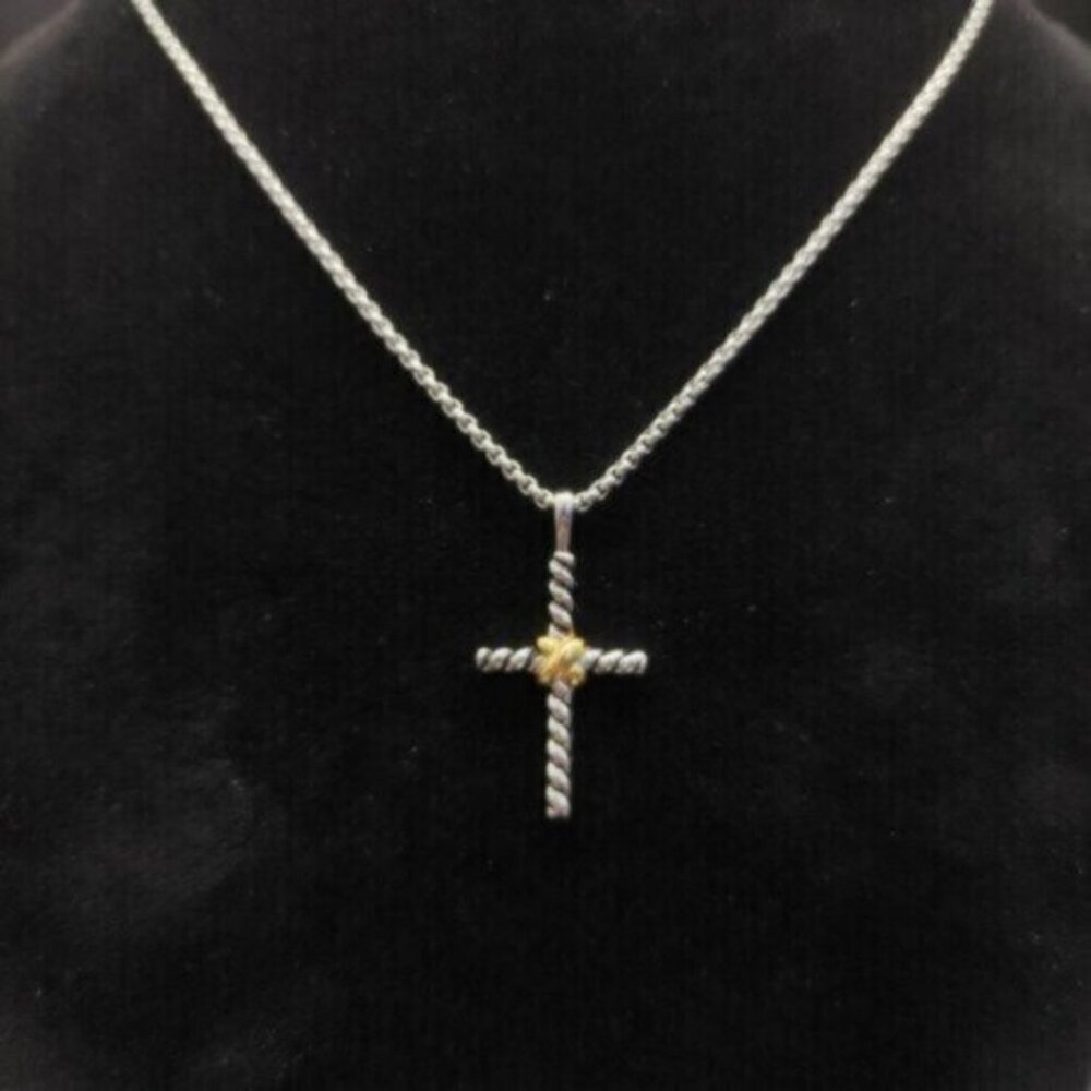 David Yurman Silver and Gold Cross Necklace